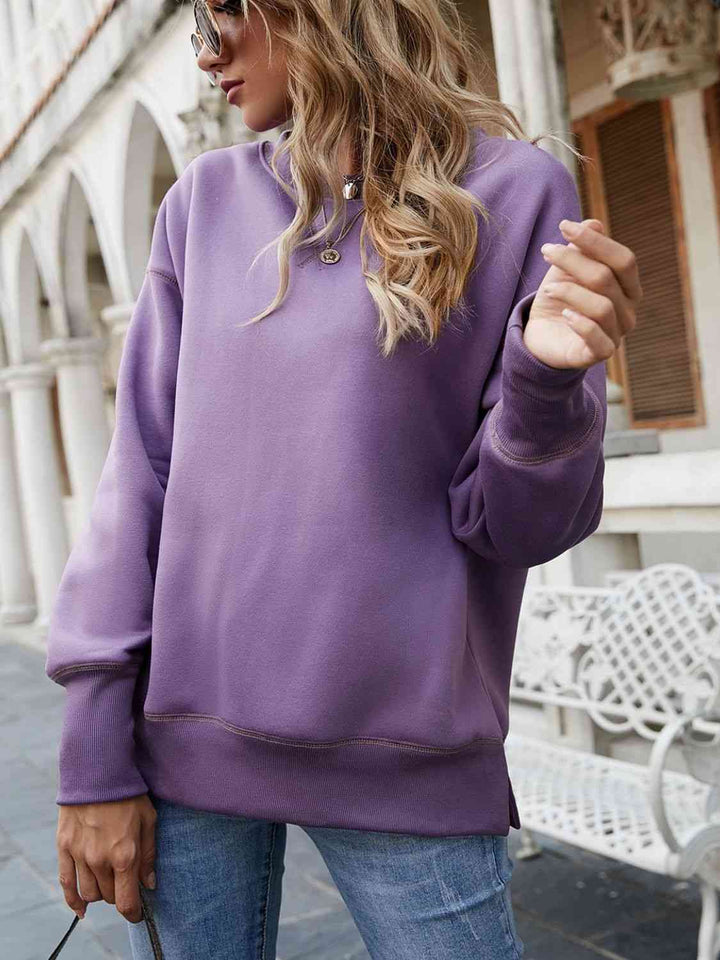 Dropped Shoulder Slit Sweatshirt |1mrk.com