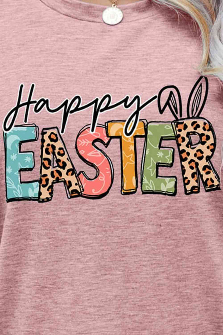 HAPPY EASTER Graphic Round Neck Tee Shirt | 1mrk.com