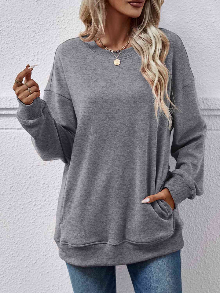 Dropped Shoulder Sweatshirt with Pockets |1mrk.com