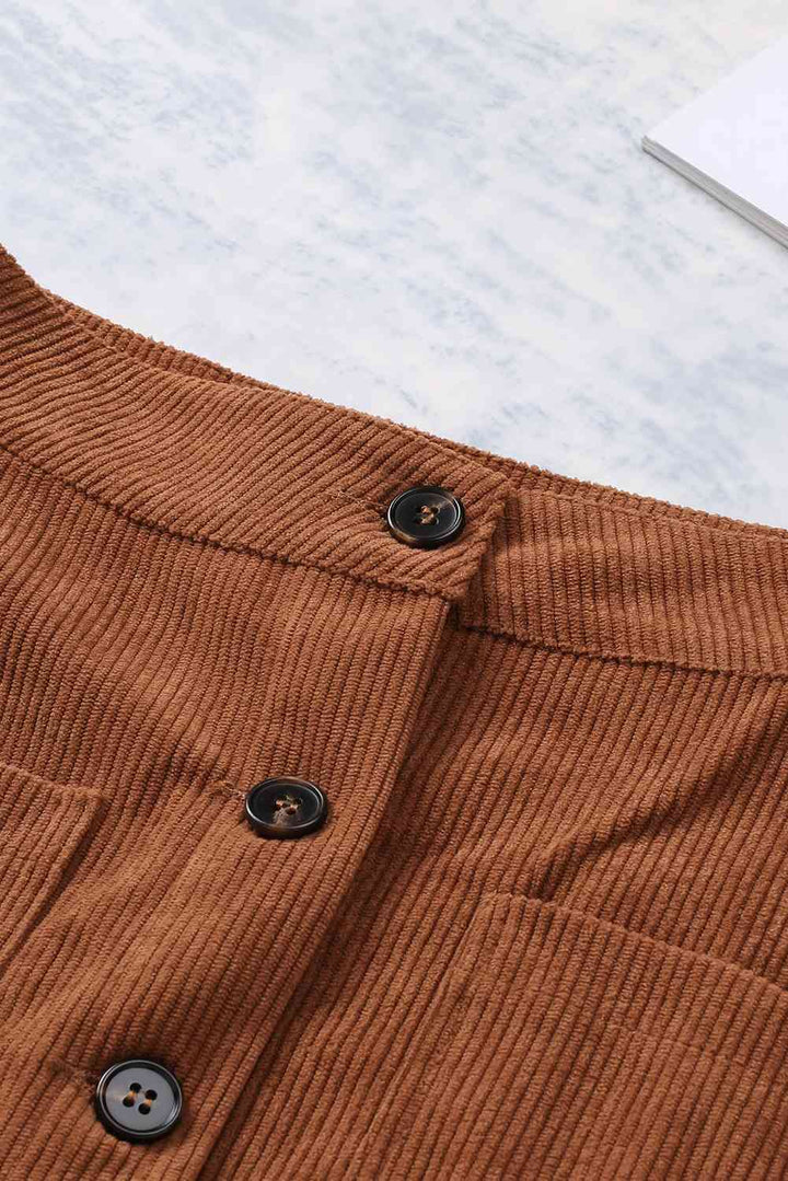 Double Take Buttoned Corduroy Mini Skirt |1mrk.com