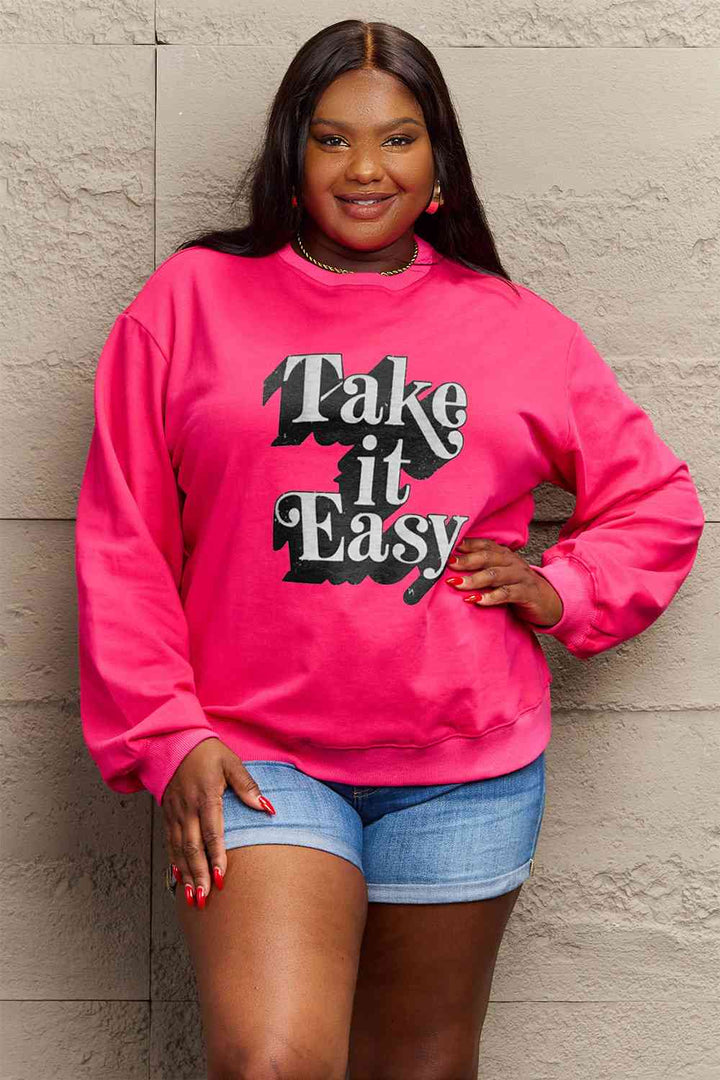 Simply Love Full Size TAKE IT EASY Graphic Sweatshirt |1mrk.com