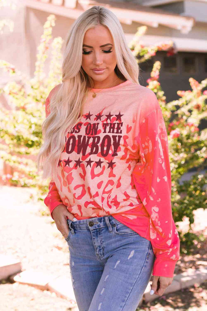 Round Neck Dropped Shoulder DIBS ON THE COWBOY Graphic Sweatshirt |1mrk.com