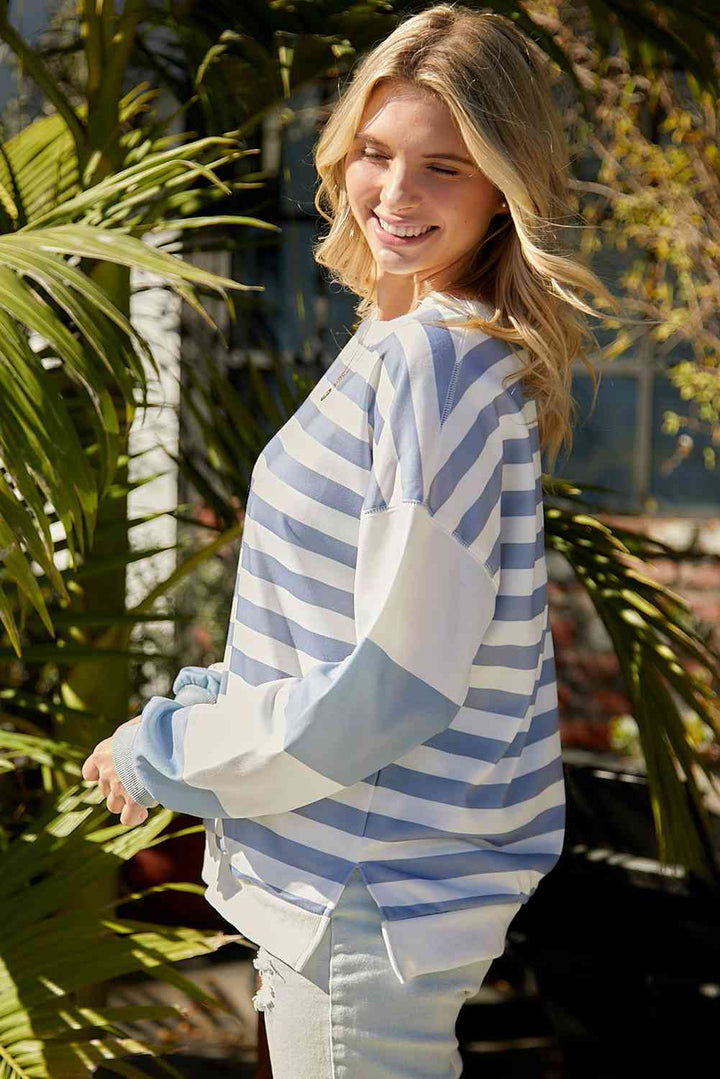 Striped Dropped Shoulder Sweatshirt |1mrk.com