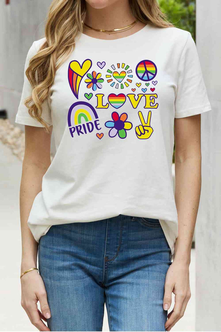 Simply Love Full Size LOVE PRIDE Graphic Cotton Tee | 1mrk.com