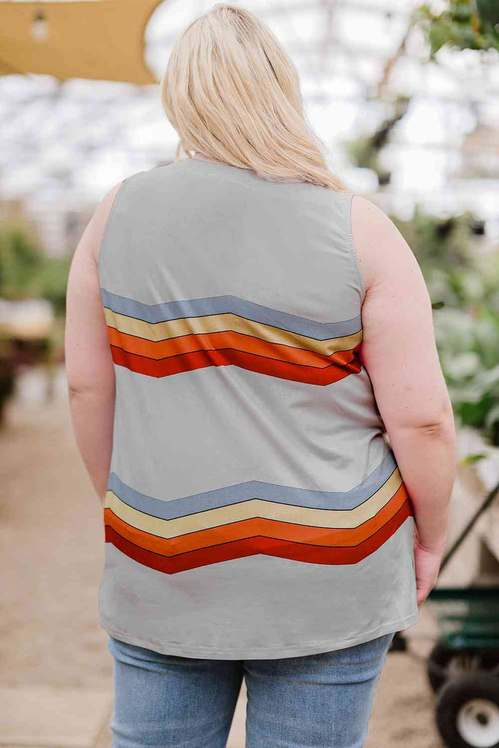 Plus Size Printed V-Neck Tank | 1mrk.com