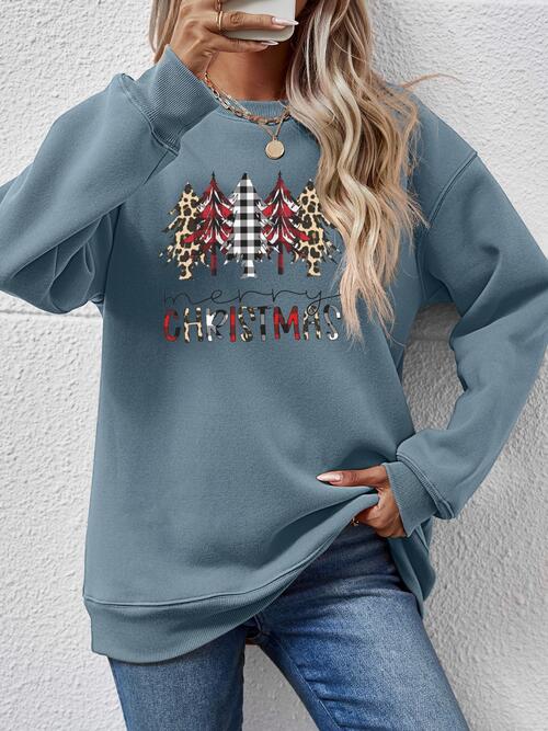 MERRY CHRISTMAS Round Neck Long Sleeve Sweatshirt |1mrk.com