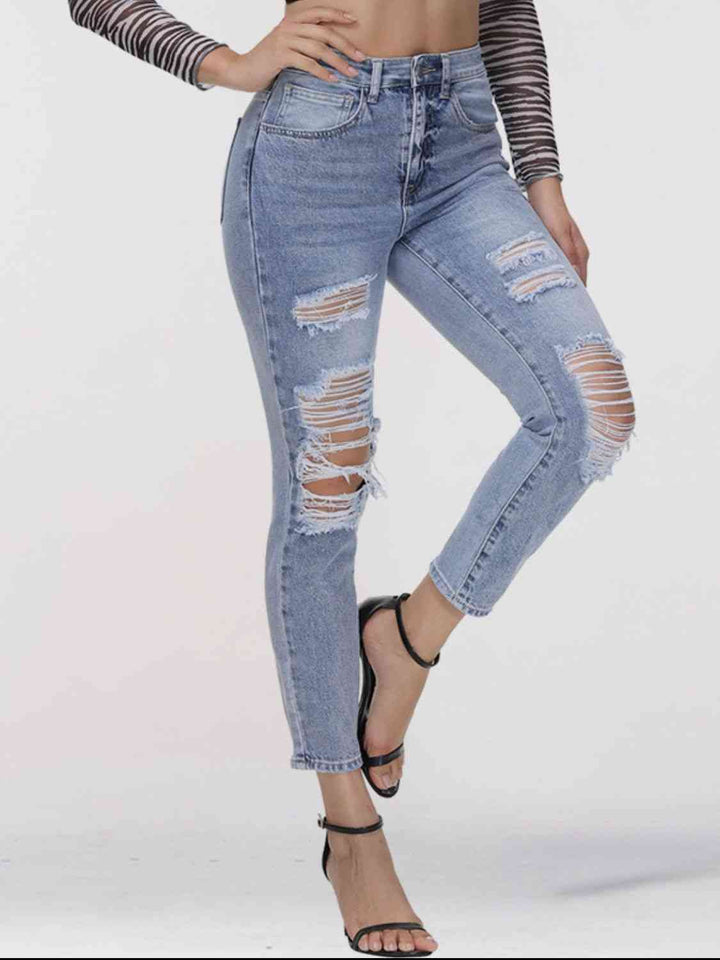 Distressed Skinny Cropped Jeans | 1mrk.com