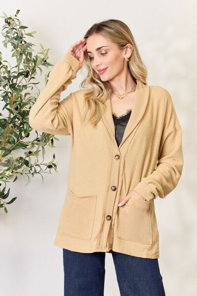 Heimish Full Size Button Up Long Sleeve Cardigan | Trendsi