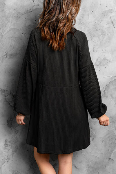 Round Neck Long Sleeve Mini Dress |1mrk.com