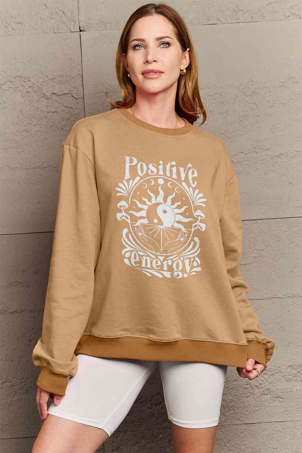 Simply Love Full Size POSITIVE ENERGY Graphic Sweatshirt |1mrk.com