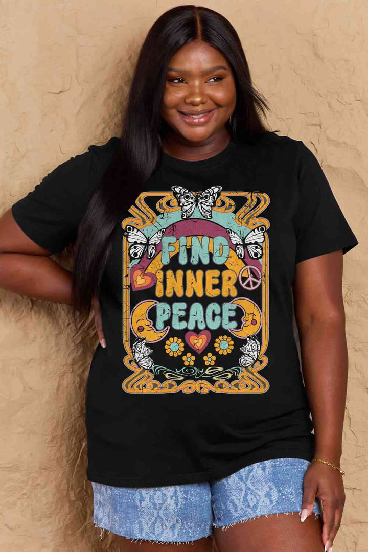 Simply Love Full Size FIND INNER PEACE Graphic Cotton T-Shirt | 1mrk.com