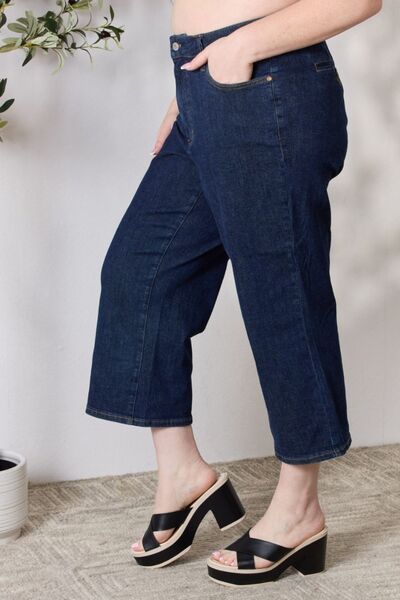 Judy Blue Full Size High Waist Cropped Wide Leg Jeans | 1mrk.com