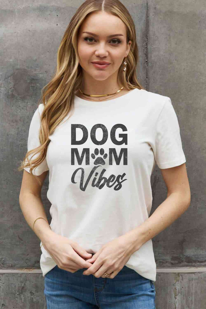 Simply Love Full Size DOG MOM VIBES Graphic Cotton Tee | 1mrk.com