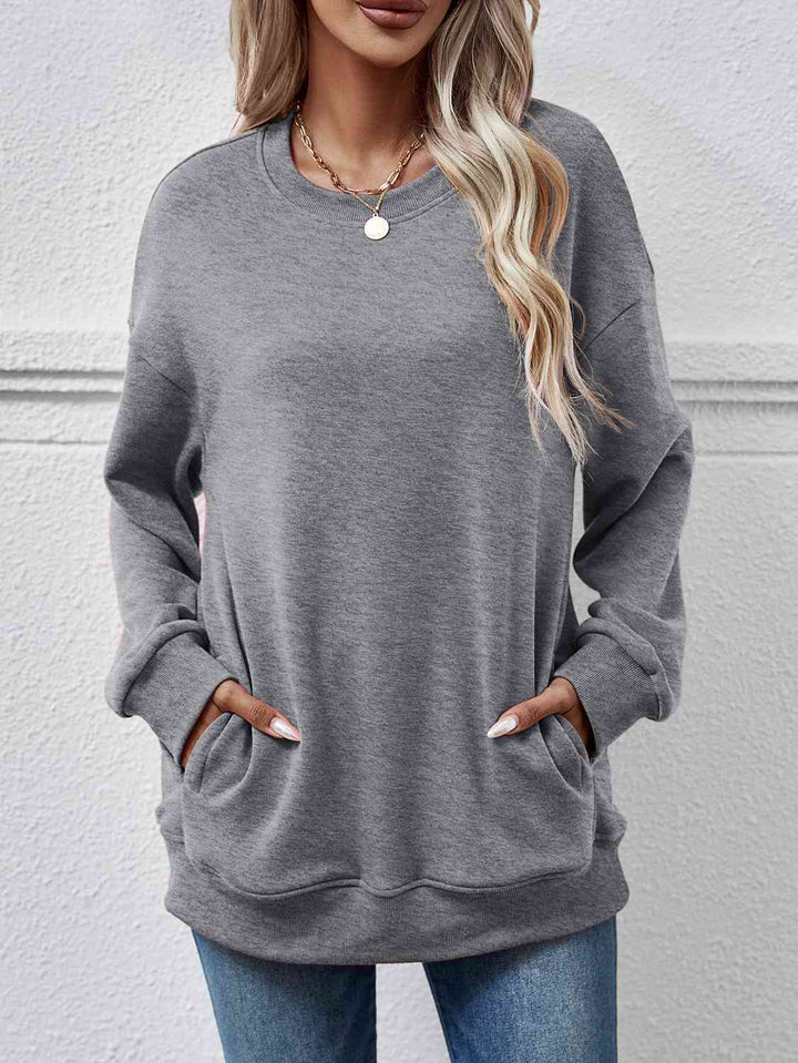 Dropped Shoulder Sweatshirt with Pockets |1mrk.com