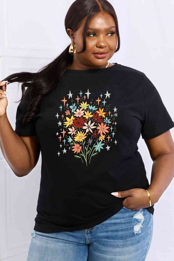 Simply Love Full Size Floral Graphic Cotton Tee | 1mrk.com