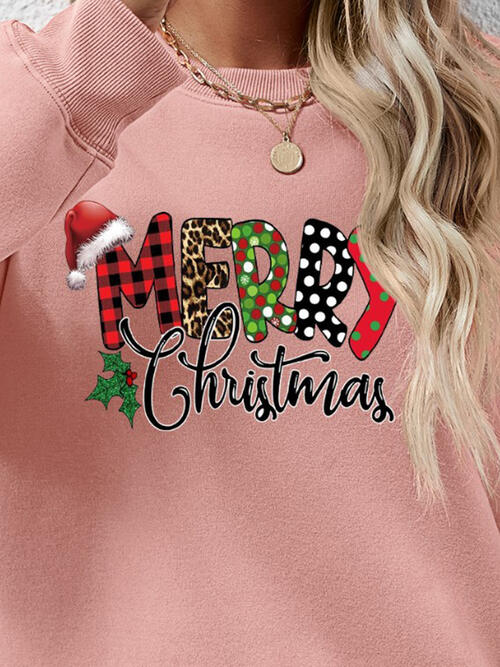 MERRY CHRISTMAS Round Neck Dropped Shoulder Sweatshirt |1mrk.com