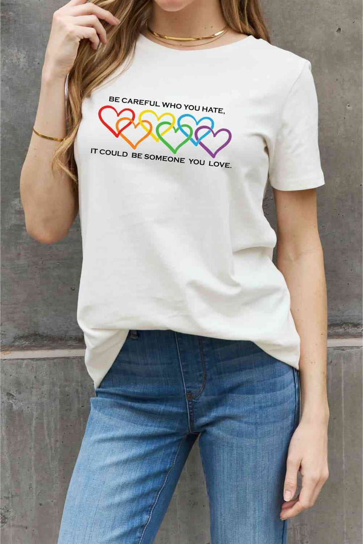 Simply Love Full Size Heart Slogan Graphic Cotton Tee | 1mrk.com