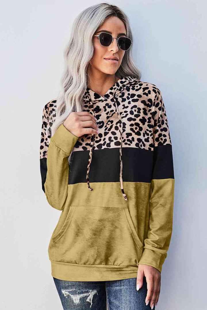 Leopard Color Block Hoodie | 1mrk.com