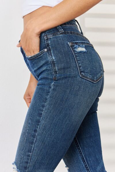 Judy Blue Full Size High Waist Distressed Slim Jeans |1mrk.com
