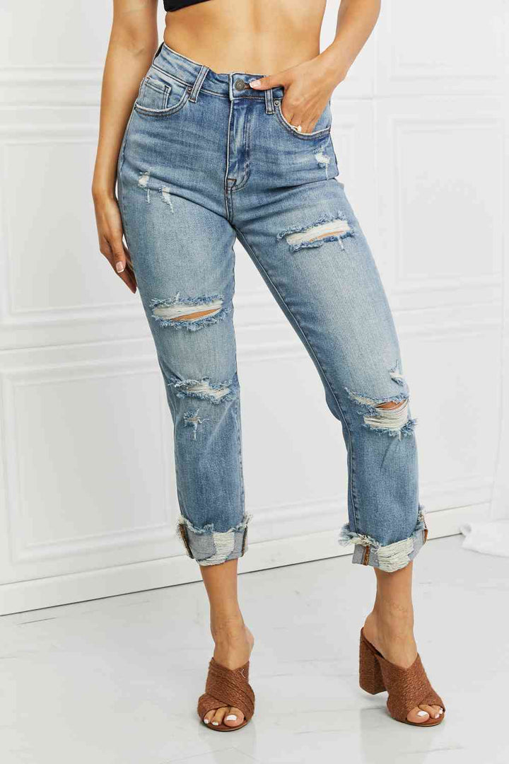 RISEN Full Size Leilani Distressed Straight Leg Jeans | 1mrk.com