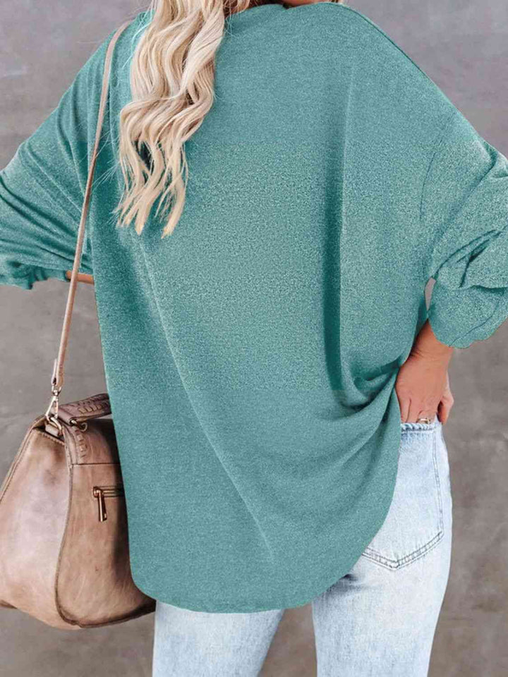 Buttoned Drop Shoulder Top | 1mrk.com