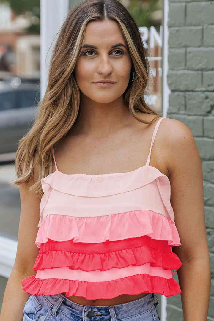 Color Block Ruffled Tie Back Cami | 1mrk.com