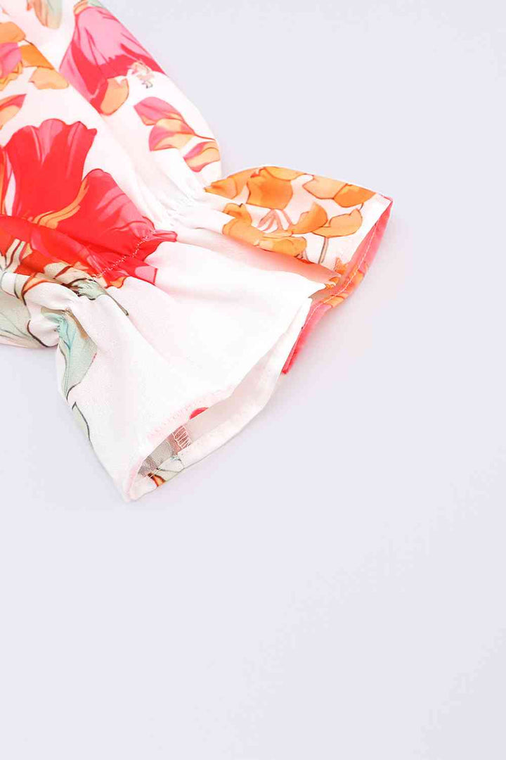 Floral Smocked Flounce Sleeve Dress | 1mrk.com