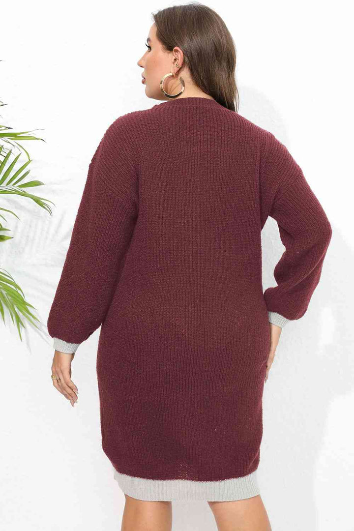 Plus Size Long Sleeve Sweater Dress |1mrk.com