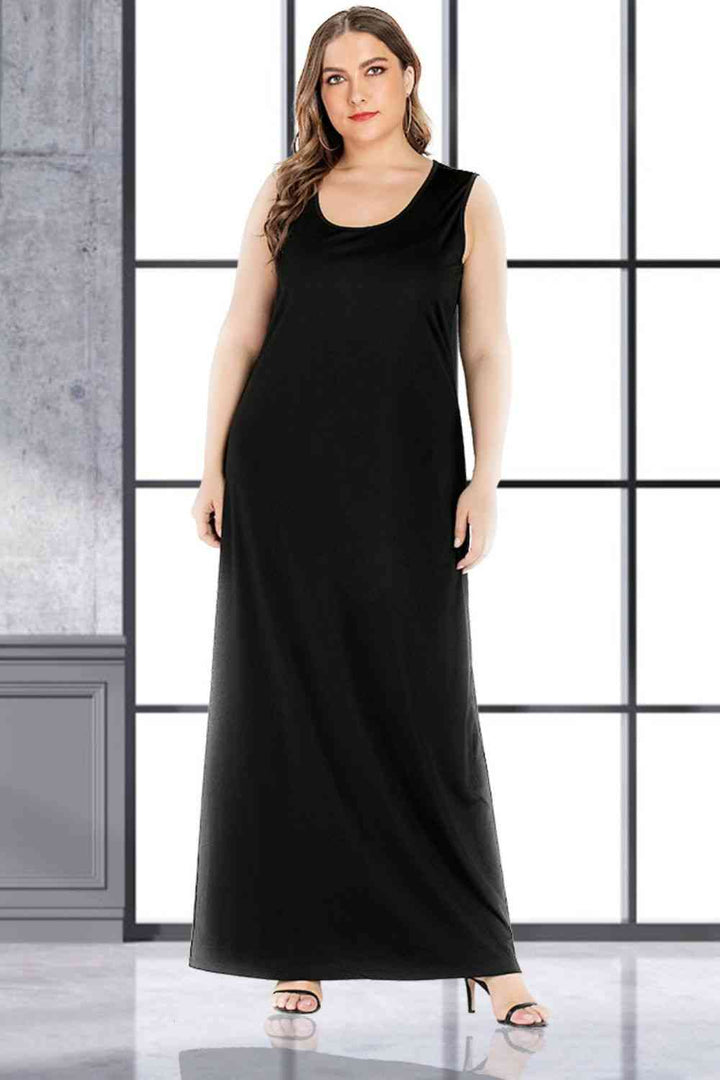 Plus Size Scoop Neck Maxi Tank Dress |1mrk.com