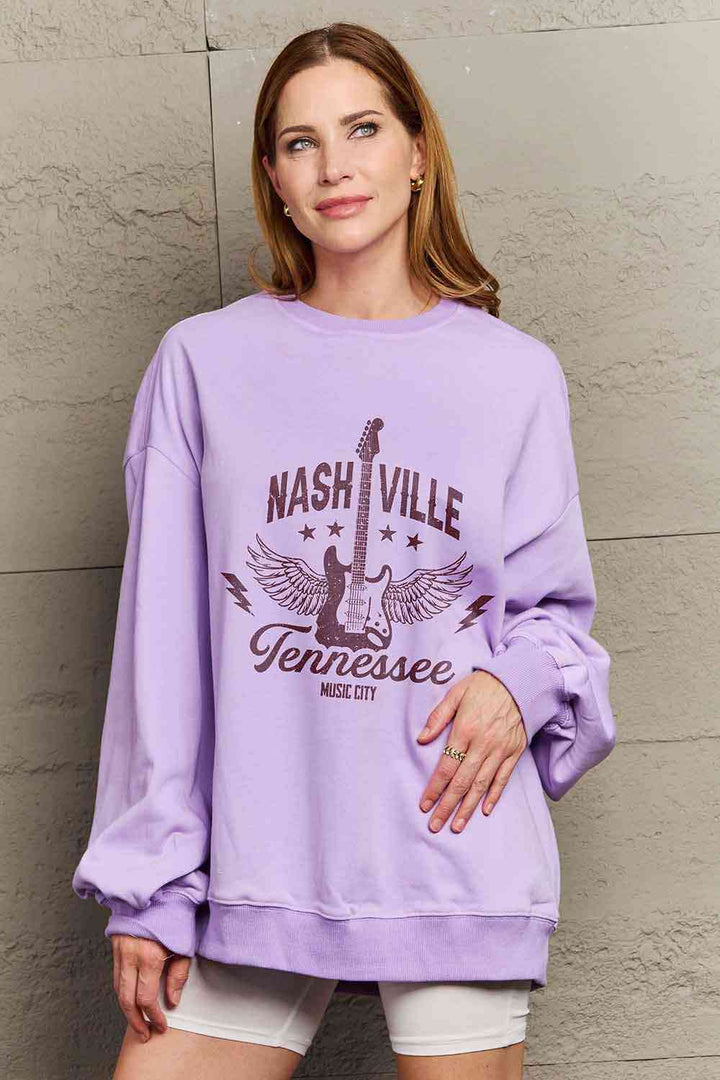 Simply Love Simply Love Full Size NASHVILLE TENNESSEE MUSIC CITY Graphic Sweatshirt |1mrk.com