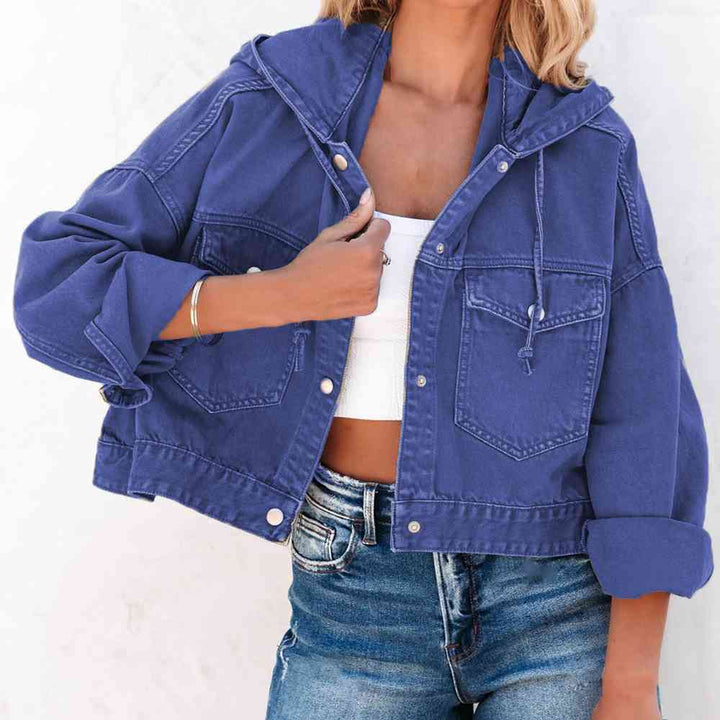 Hooded Dropped Shoulder Denim Jacket | 1mrk.com