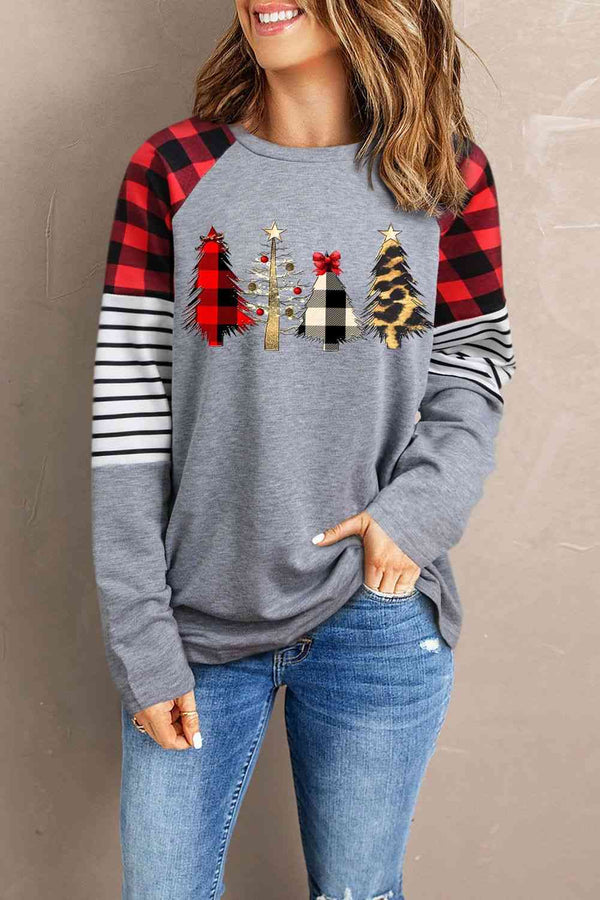 Christmas Tree Graphic Long Sleeve T-Shirt | 1mrk.com