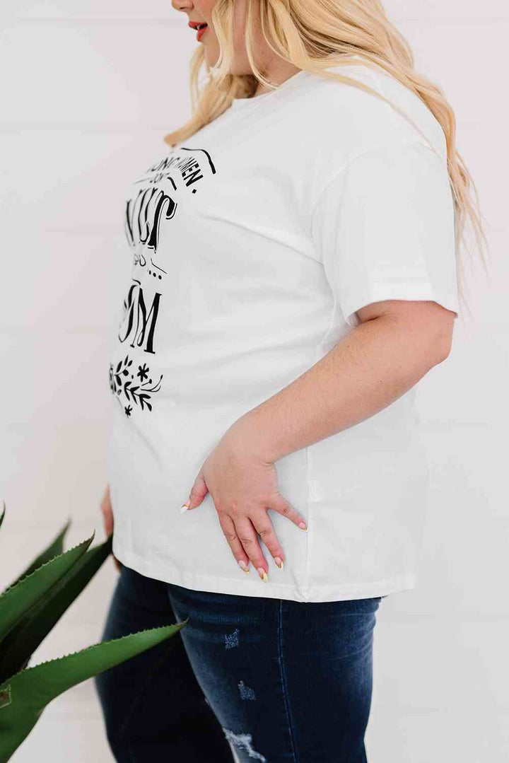 Plus Size Graphic Round Neck T-Shirt | 1mrk.com