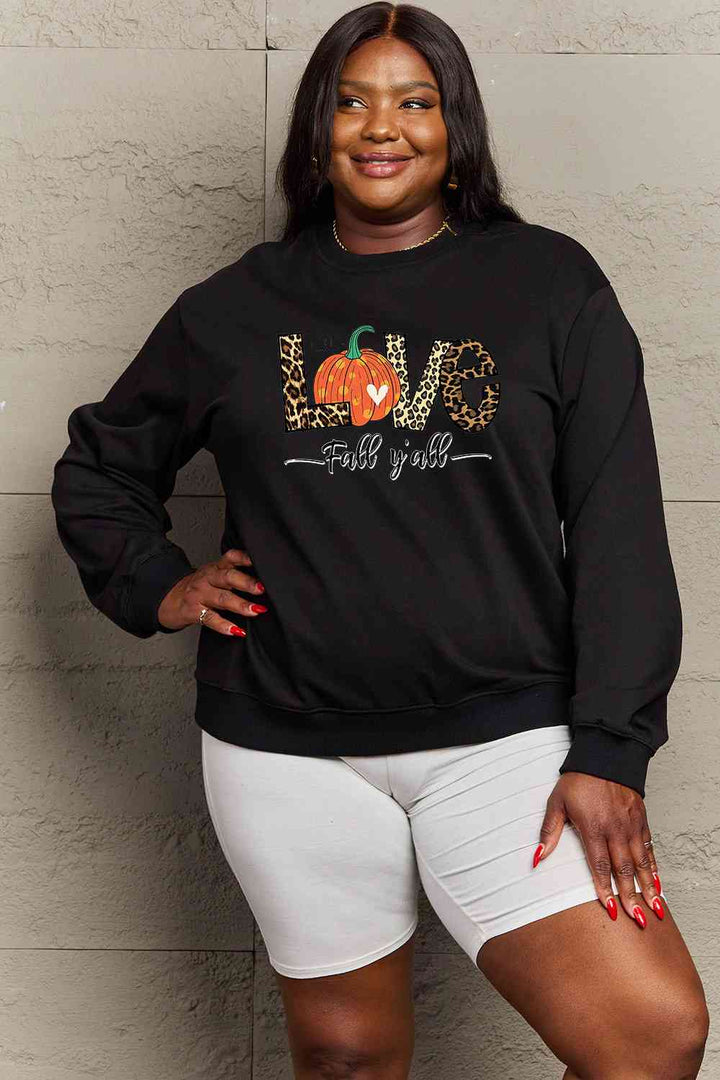 Simply Love Full Size LOVE FALL Y'ALL Graphic Sweatshirt |1mrk.com