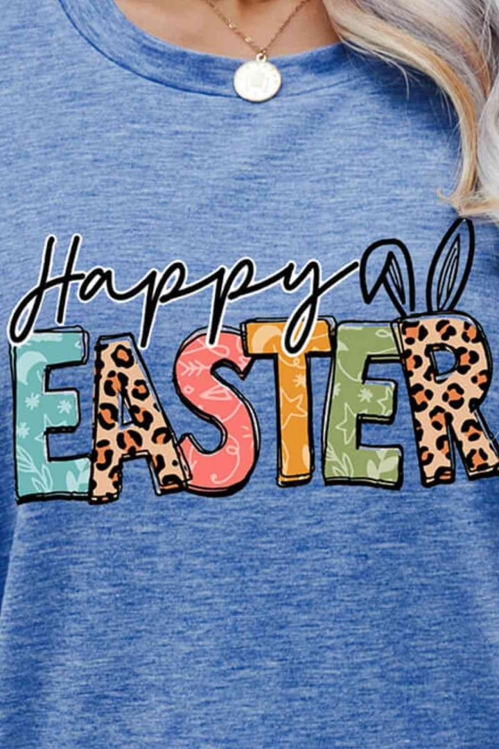 HAPPY EASTER Graphic Round Neck Tee Shirt | 1mrk.com