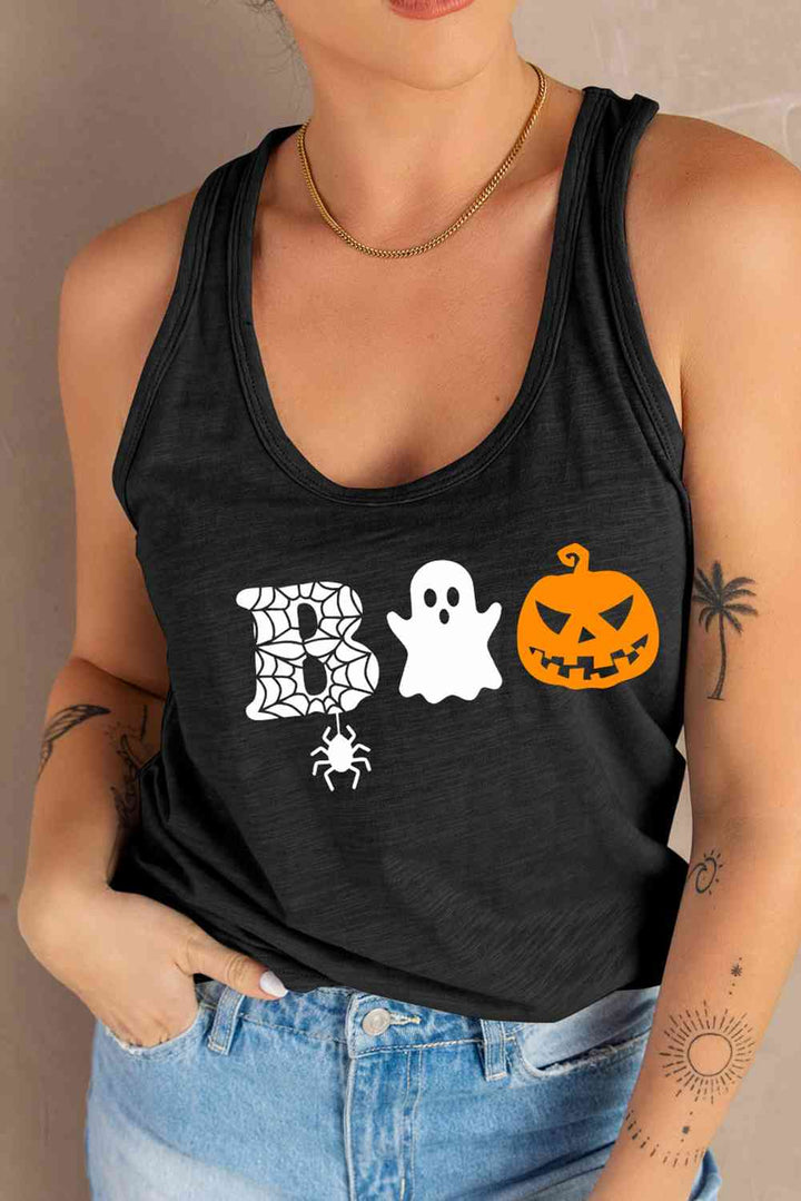 Round Neck BOO Graphic Tank Top | 1mrk.com