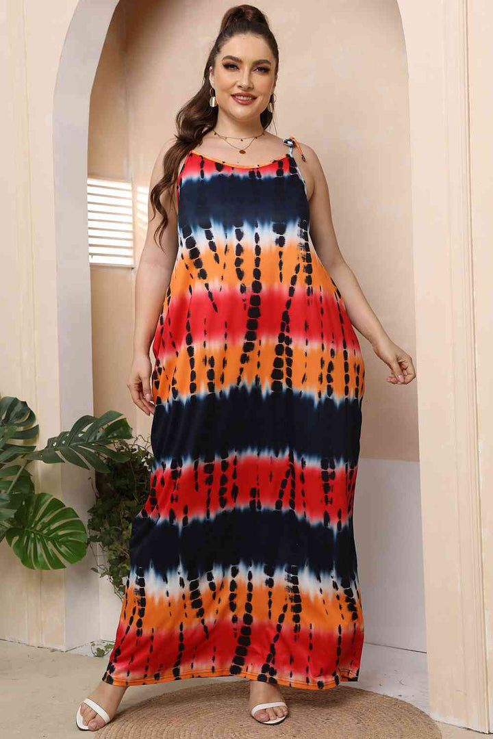 Plus Size Tie-Shoulder Maxi Dress |1mrk.com