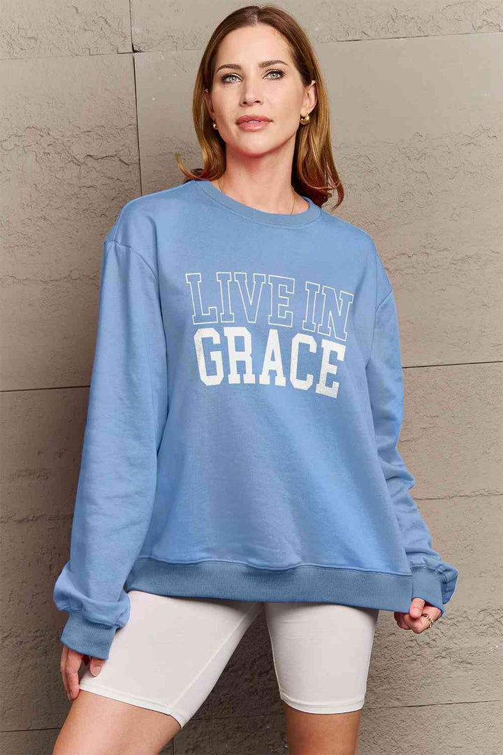 Simply Love Full Size LIVE IN GRACE Graphic Sweatshirt |1mrk.com