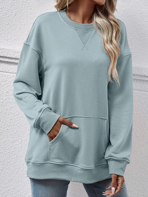 Round Neck Long Sleeve Sweatshirt | 1mrk.com