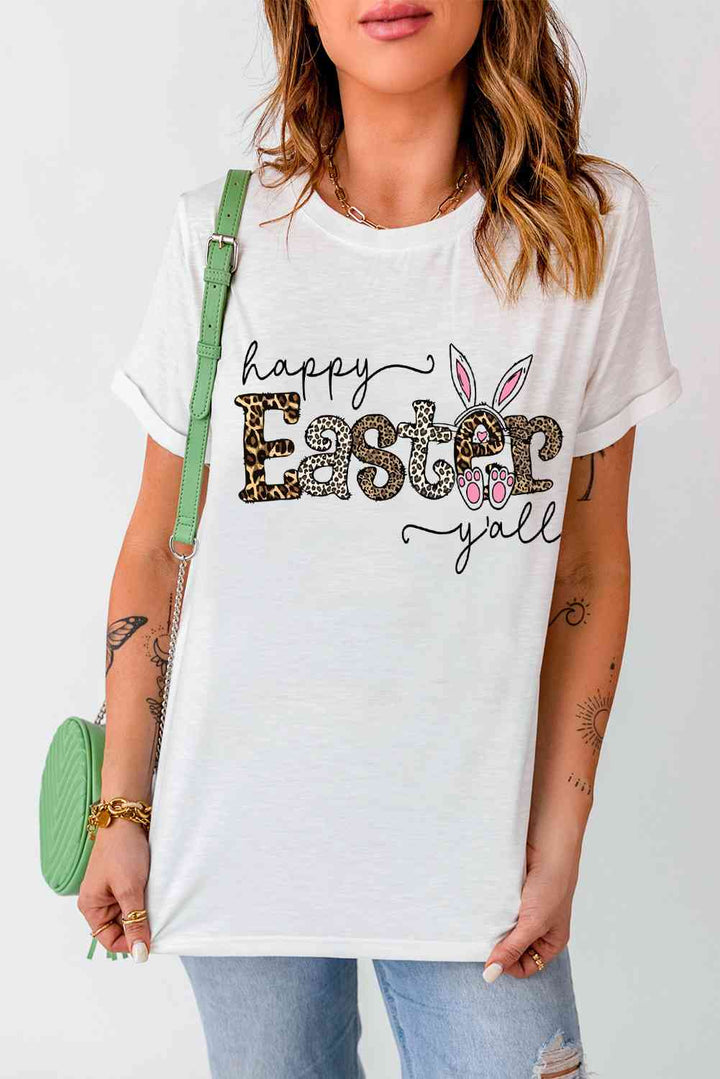 HAPPY EASTER Y'ALL Graphic Round Neck Tee | 1mrk.com