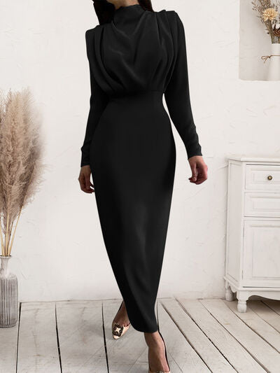 Ruched Turtleneck Long Sleeve Dress | Trendsi