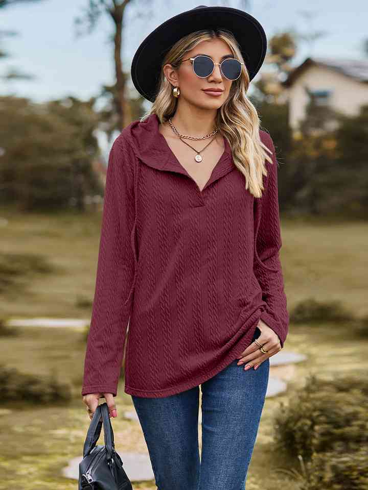 Cable-Knit Hooded Blouse |1mrk.com