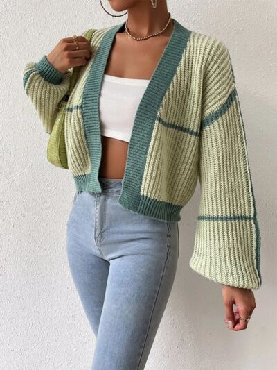 Open Front Dropped Shoulder Cardigan | Trendsi