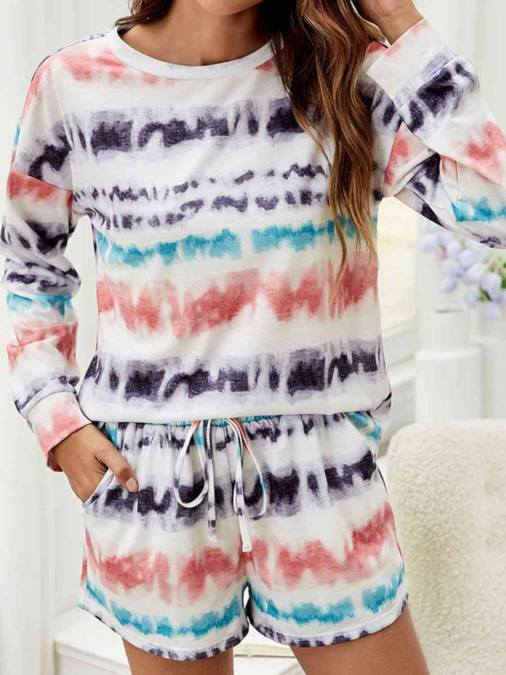 Tie-Dye Dropped Shoulder Lounge Set | 1mrk.com