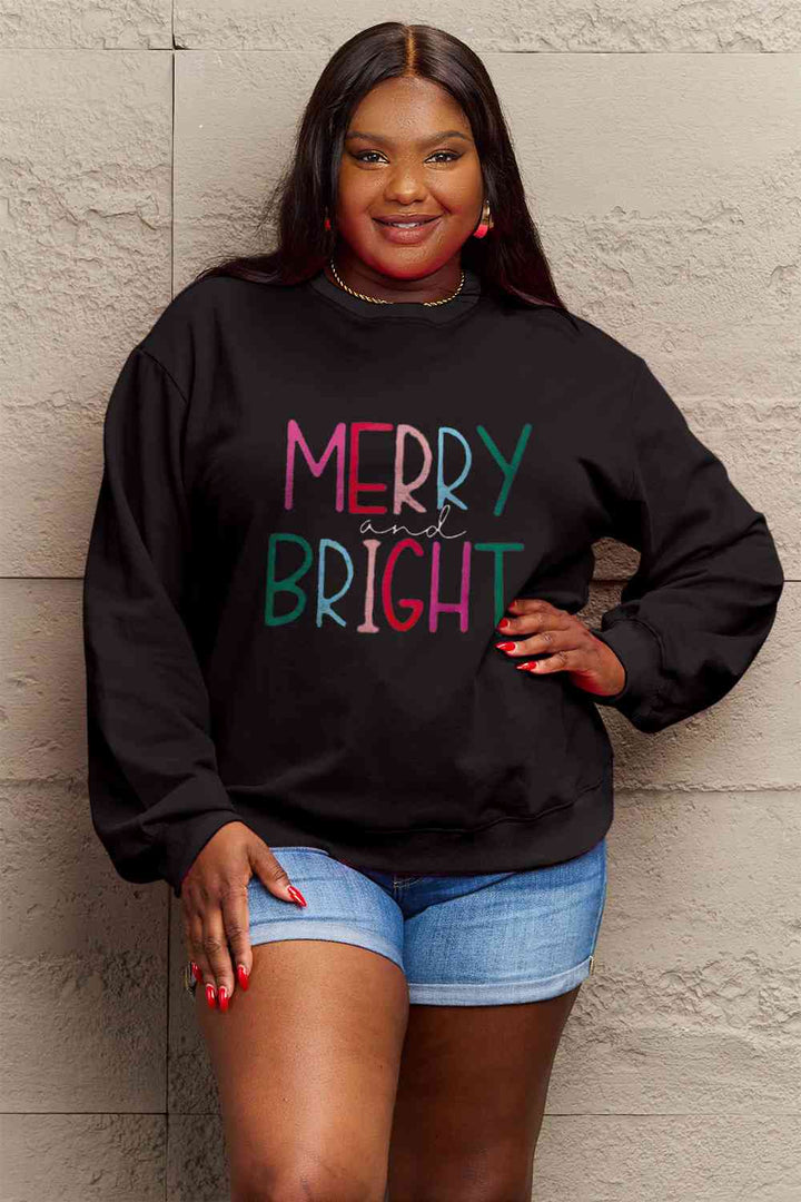 Simply Love Full Size MERRY AND BRIGHT Graphic Sweatshirt |1mrk.com