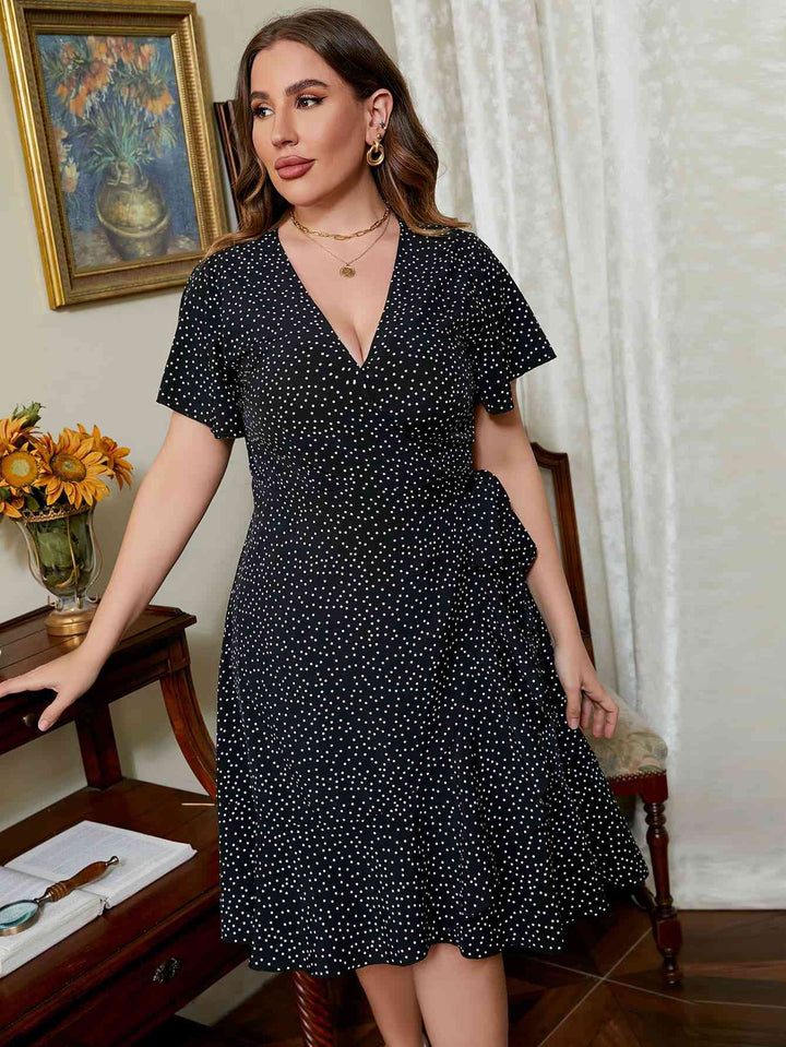 Plus Size Printed Short Sleeve Dress |1mrk.com