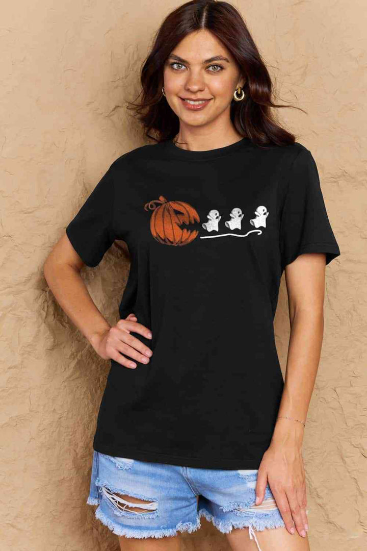 Simply Love Full Size Jack-O'-Lantern Graphic Cotton T-Shirt | 1mrk.com