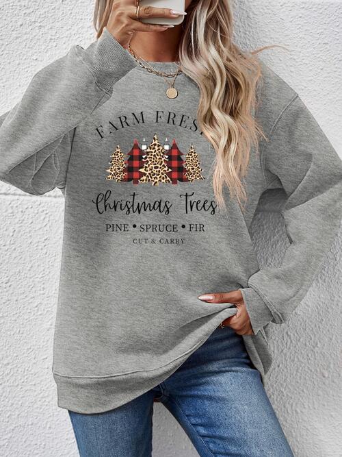 Graphic Round Neck Long Sleeve Sweatshirt |1mrk.com