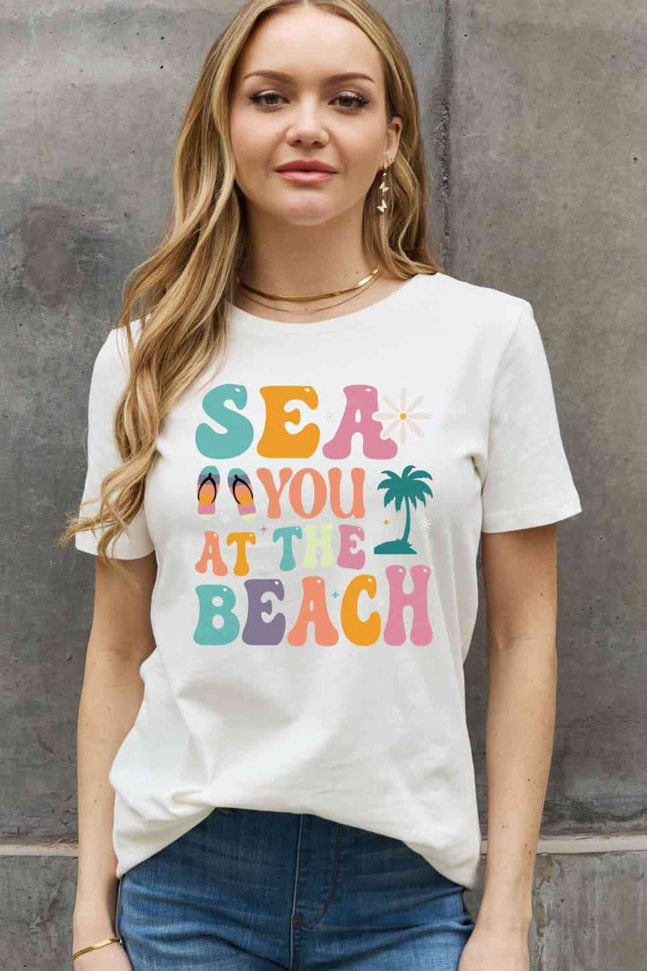 Simply Love Full Size SEA YOU  AT THE  BEACH Graphic Cotton Tee | 1mrk.com