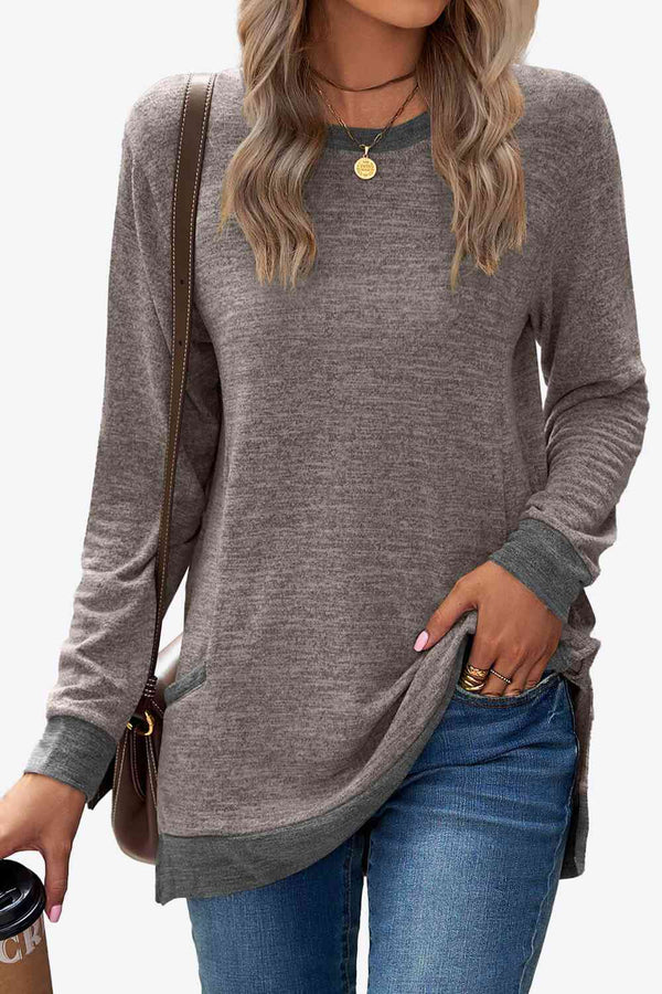 Heathered Slit Top with Pockets | 1mrk.com